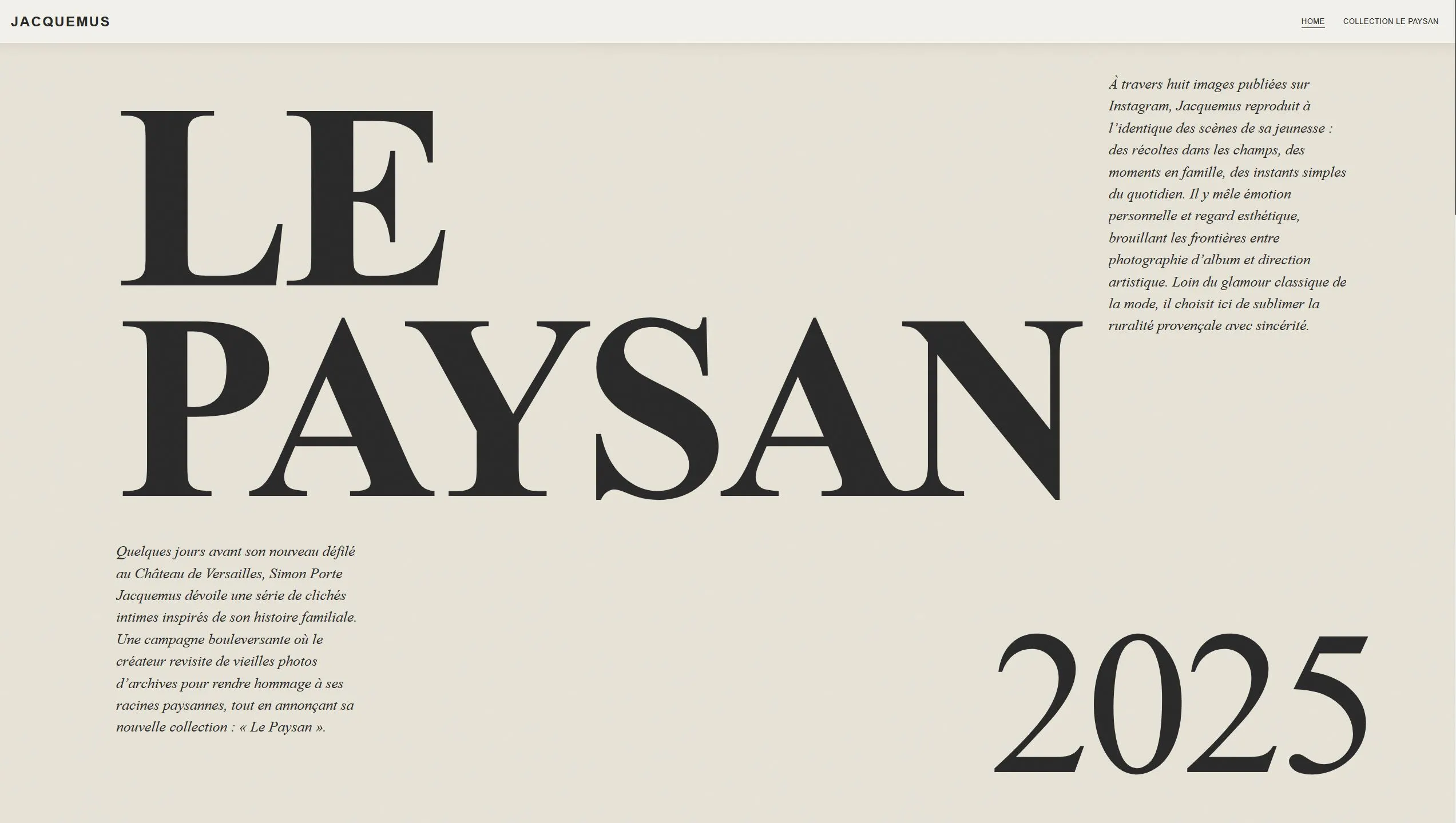 Aperçu du projet Jacquemus